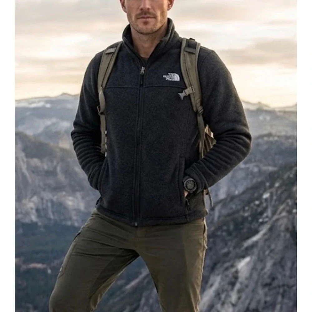 The North Face Gordon Lyons Full Zip Fleece Jacket Mens Small‎ Gray Heather S